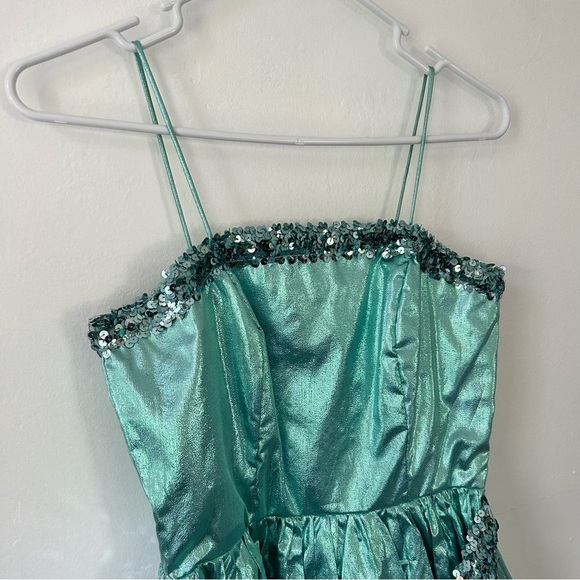 Vintage Teal Mini Dress with Sequin Details - Picture 3 of 9